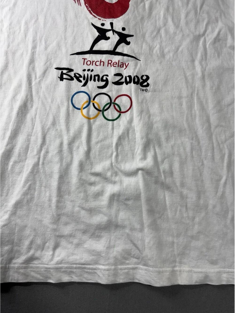 2008 Beijing Olympics Torch Relay T Shirt White Short Sleeve Adult Size L - Picture 7 of 15